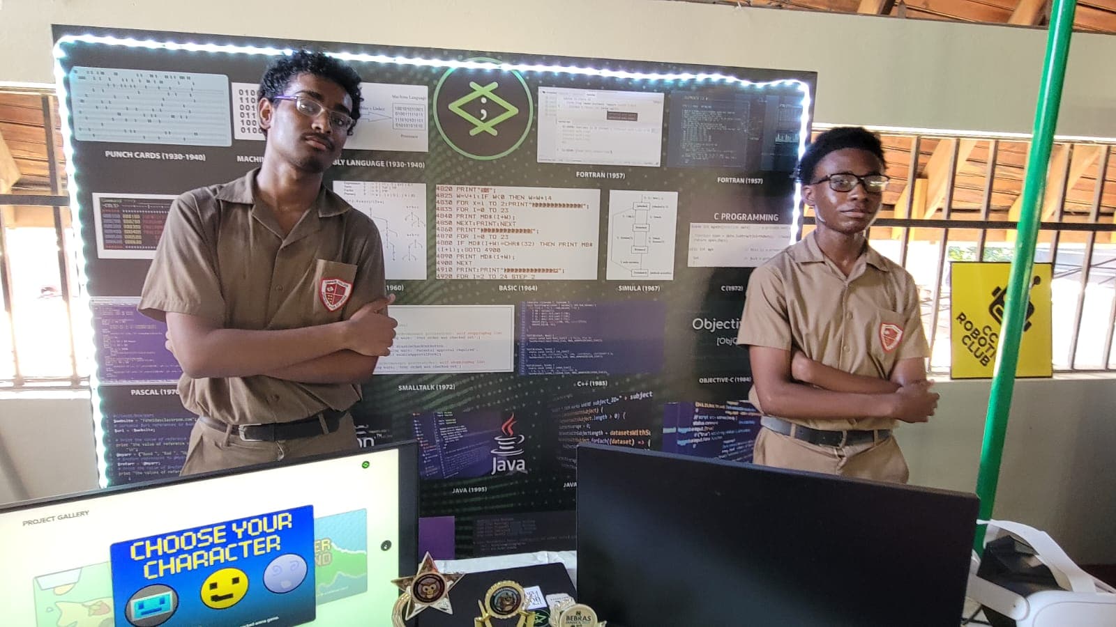 Club members presenting their software and computing display at the Campion College club exhibition